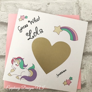 Carte à gratter personnalisée ou faire-part - anniversaire, départ en vacances, grande soeur