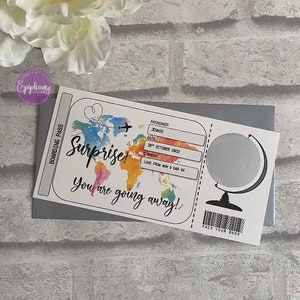 Surprise Trip Boarding Pass: Scratch to Reveal Destination