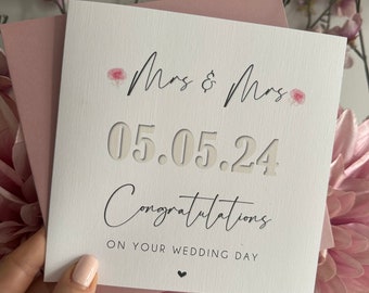 Mrs & Mrs Wedding Day Congratulations Card, Same Sex Wedding, Gay Wedding Day card, Two Brides