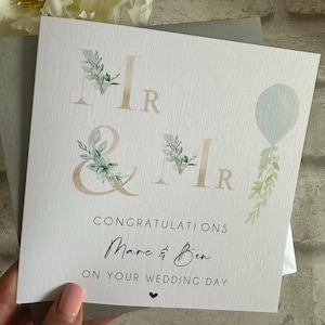 Monogramme de carte de félicitations pour le jour du mariage Mr & Mr, mariage homosexuel, carte de jour de mariage gay,