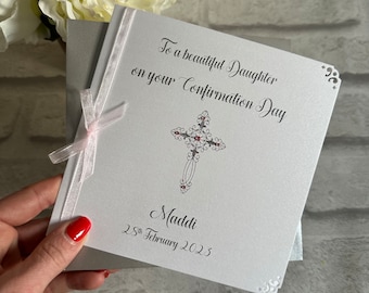 Luxury Communion or Confirmation Congratulations Card Personalised, Adaptable for Christening, Baptism