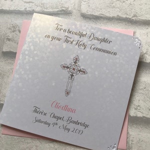 Luxury Communion or Confirmation Congratulations Card Personalised Sequins image 3