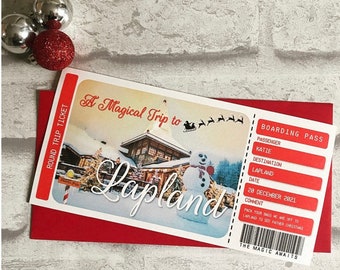 Billet Boarding Pass imprimé - Laponie, aller voir le Père Noël, Père Noël, surprise, personnalisé