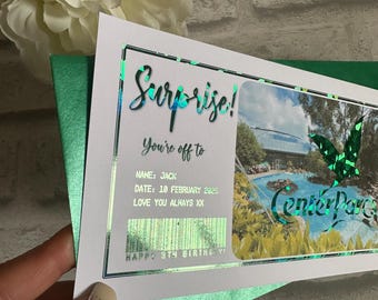 Foiled Center Parcs Ticket: Personalised Metallic Gift Voucher