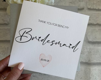 Packs of cards - Female Wedding Thank you cards - Thank you for being my Bridesmaid, Maid/Matron of Honour, Junior Bridesmaid, Flower Girl