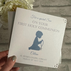 Boys First Holy Communion Congratulations Card Personalised