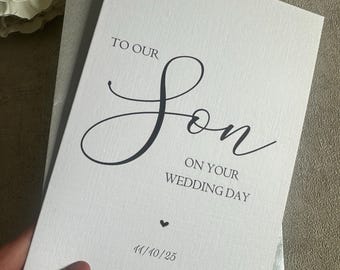 To our/my Son on your wedding day card personalised with date