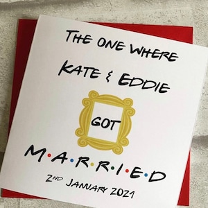 Carte personnalisée de félicitations pour le jour du mariage, carte le jour du mariage - celui où (noms), je me suis marié, carte d'anniversaire de mariage