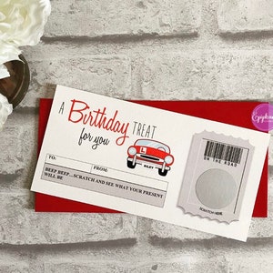 Bon personnalisé carte à gratter - cours de conduite, cadeau d'anniversaire, apprentissage de la conduite, examen théorique, cadeau de Noël, étudiant