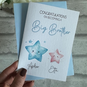 Carte de félicitations pour nouveau grand frère et nouvelle grande soeur - jolies étoiles