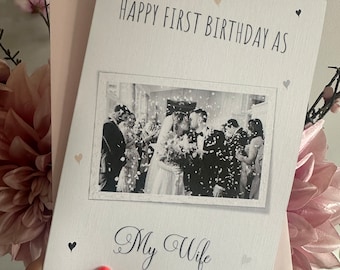 Personalised Birthday Card For Wife: Photo Keepsake, Luxury A5 Card