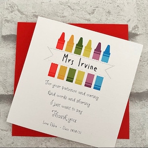Personalised Teacher Thank You Card: Crayon Design, End of Term