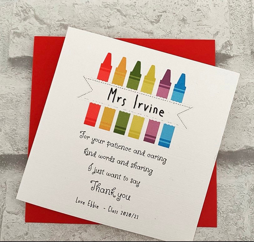 Teacher Thank You Card, personalised, classroom assistant, teaching a…