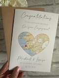 Engagement Congratulations Card: destination engagement, map of engaged abroad, personalised card