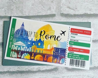 Biglietto carta d'imbarco stampato - personalizzato, Roma, Italia