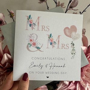 Tarjeta de felicitación con monograma para la boda de la Sra. y la Sra., boda entre personas del mismo sexo, tarjeta para el día de la boda gay.