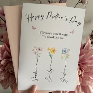 Tarjeta grande del Día de la Madre - Flores de nacimiento - Te elegiríamos a ti, mamá, abuela, Nana, niñera, mami, mamá, mami, Gigi, madrina, tía, jardín