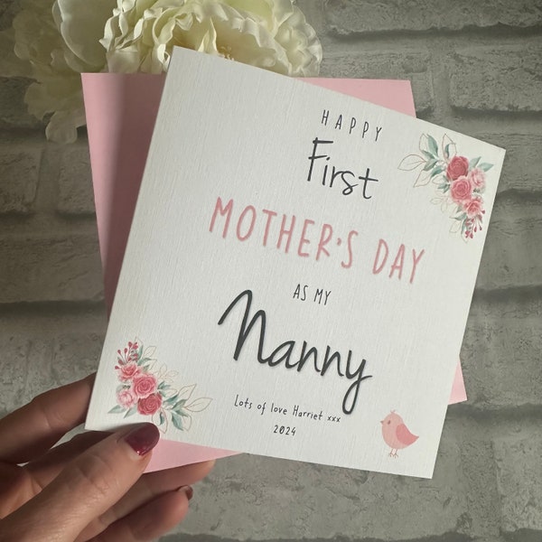 Happy First Mothers Day 2024 as my Mummy, Granny, Grandma, Nana, Nanny, Godmother, Auntie, Mimi, Mom, Mommy,  personalised card