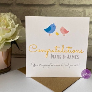 Congratulations Parents to be, Going make great parents, Pregnant, new parents, personalised card, expecting a baby