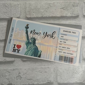 Printed Boarding Pass Ticket - personalised, New York