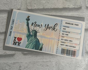 Printed Boarding Pass Ticket - personalised, New York