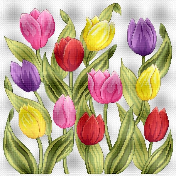 tulips cross stitch chart
