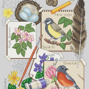 kruissteekkaart lente schetsboek