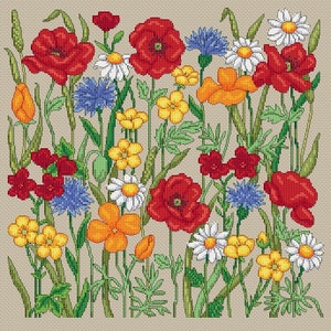 kruissteekkaart wilde bloemen zomerkussen
