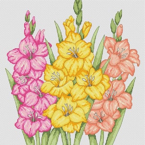 gladioli cross stitch chart