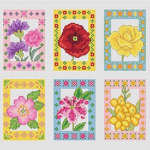 kruissteekkaarten bloemen en randen