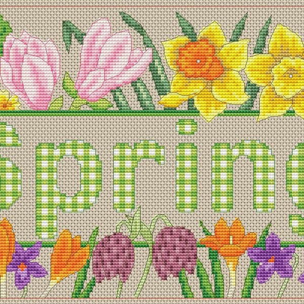 spring flowers cross stitch chart