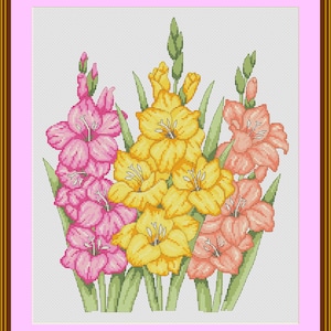 gladioli cross stitch chart