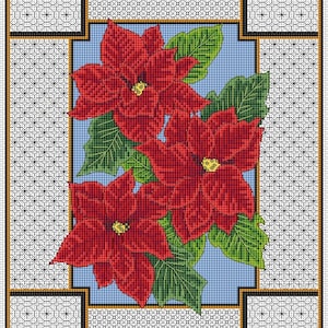 poinsettia and blackwork cross stitch chart