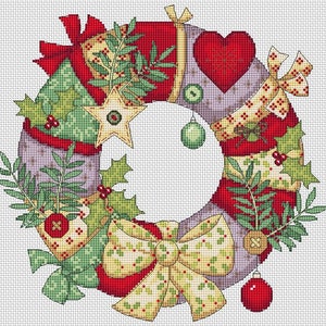 Christmas fabric wreath cross stitch chart