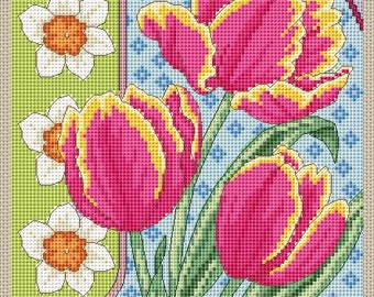 spring Riom inspired floral cross stitch chart