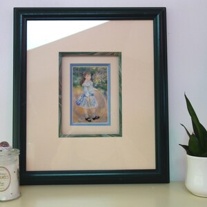 Encadrement d'art vintage "La petite fille et le cerceau" / carte postale ancienne / Enfants romantiques / Décoration d'intérieur murale