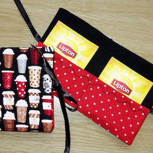 Tea bag holder &quot;Glass to take away&quot; / tea wallet / pouch / Organizer / Tea storage / Accessory bag / Holder