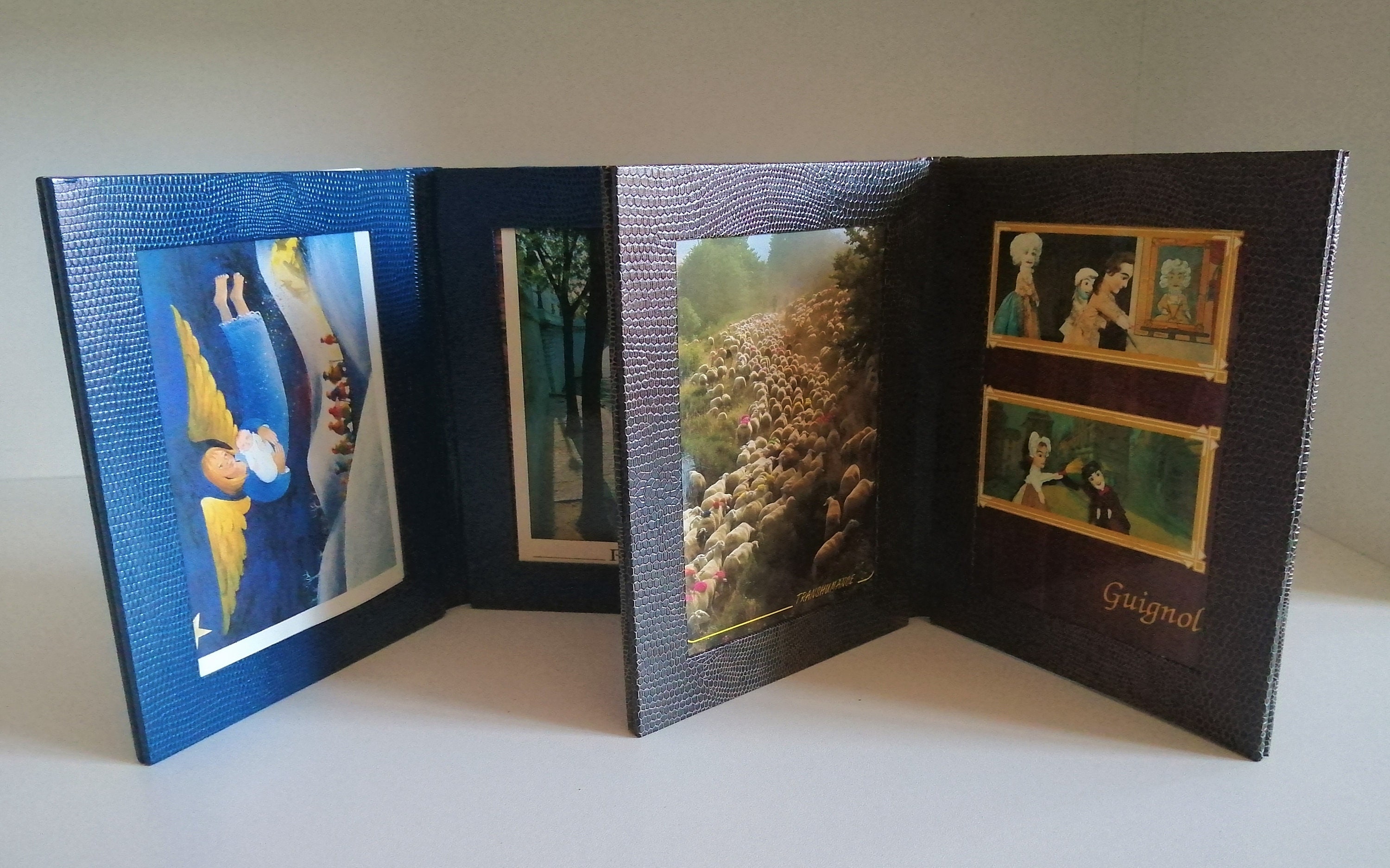 Porte-Photos de Voyage/Étui Imitation Crocodile Pour Transport Photos Cartonnage Fait Main Housse Ca