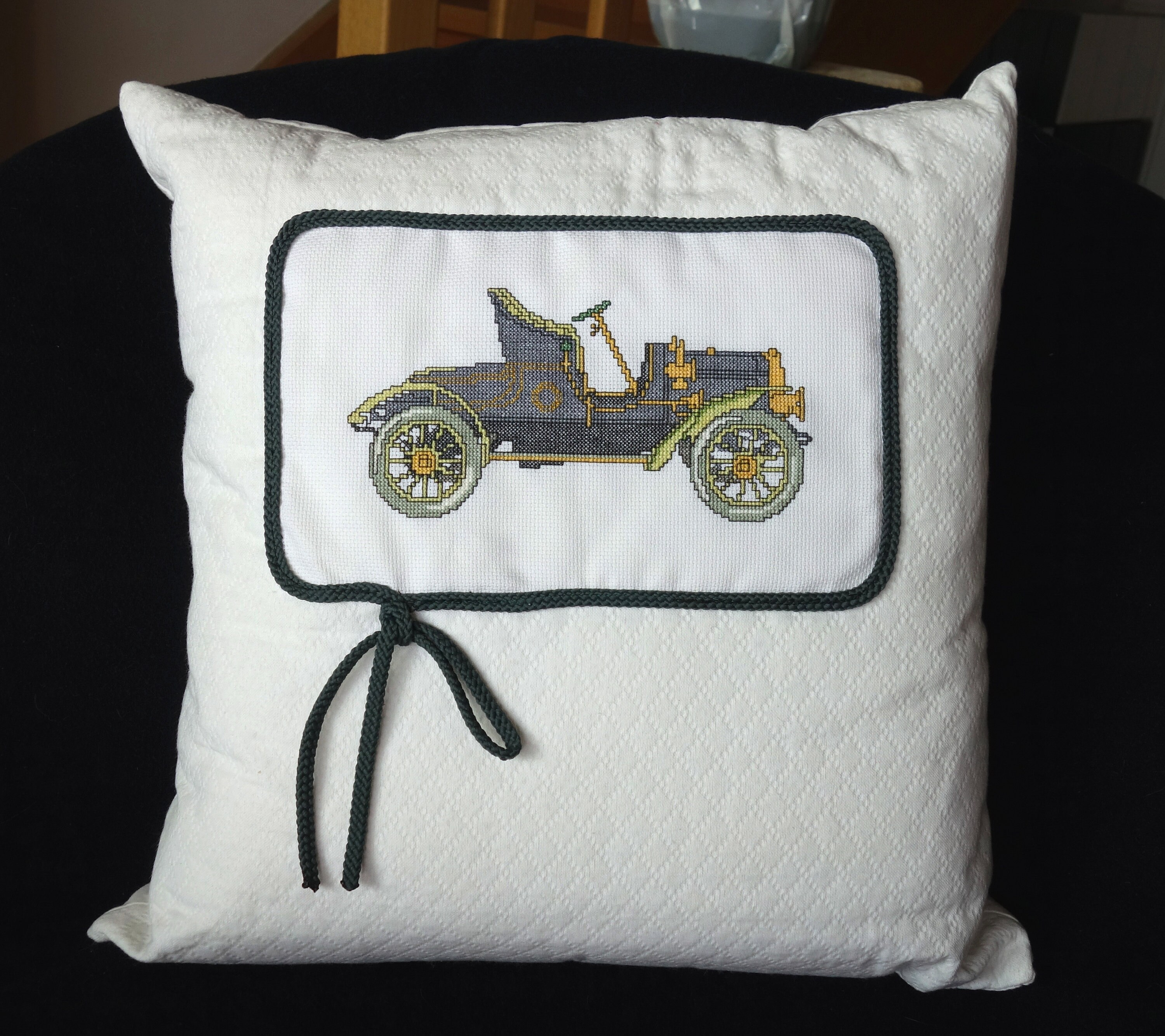 Taie d'oreiller Brodée Les Doyennes/Coton 40x40 cm Renault 1910 Ancienne Voiture Cadeau Pour Homme F