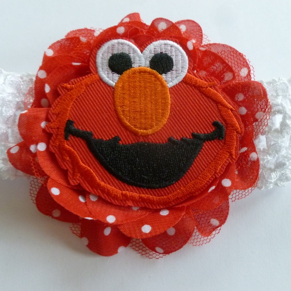 Diadema elástica elástica de calidad de monstruo adorable rojo hecha a mano Niñas, niños, bebés
