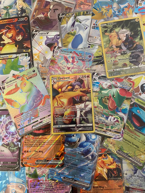 Pokemon Trading Cards with Free Ex Or Full Art, Assorted - 50
