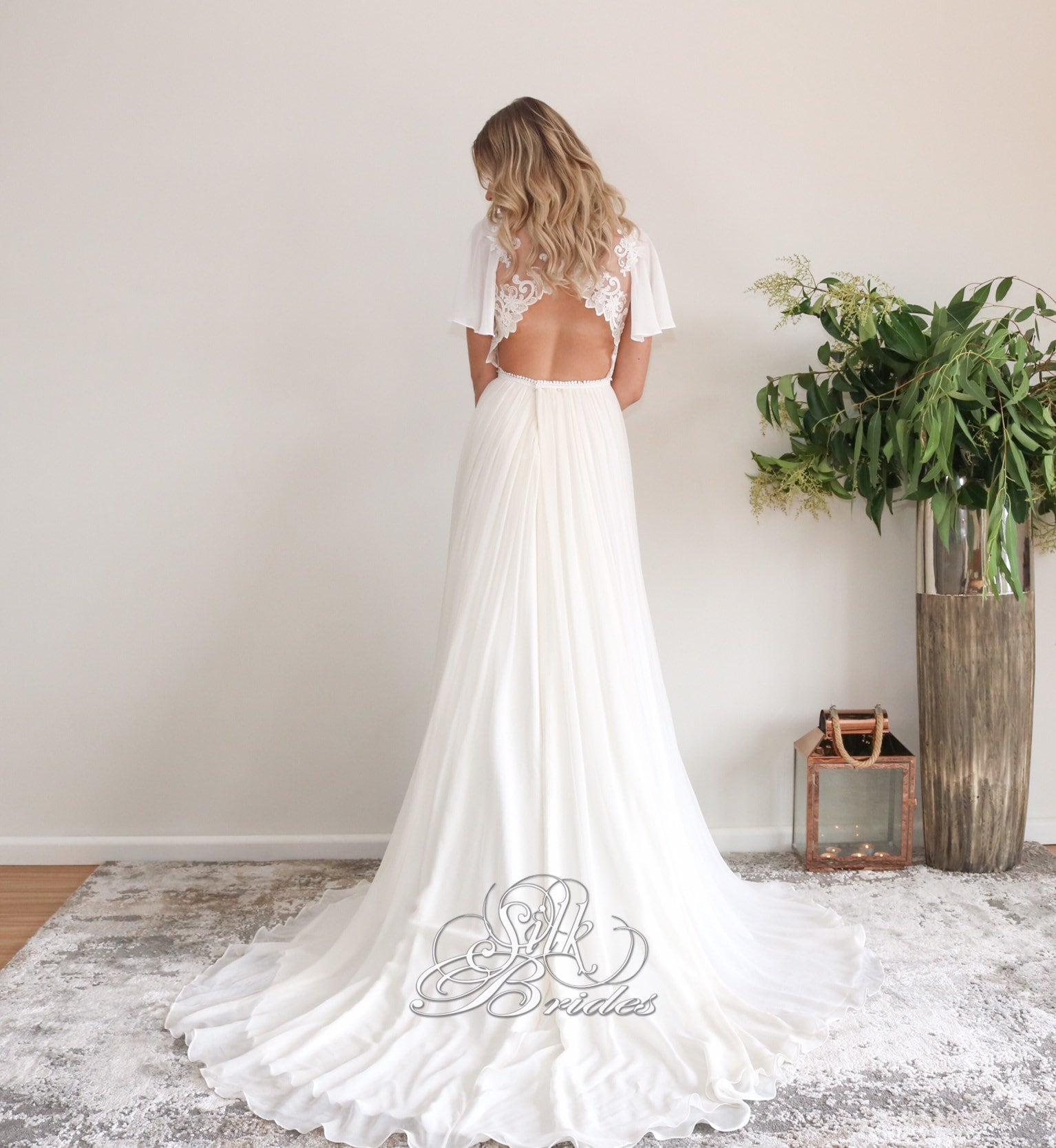 open lace back dress Ultra Soft Tulle Panel Drop Waist Lace Destination Wedding Dress Light Ivory main image 0