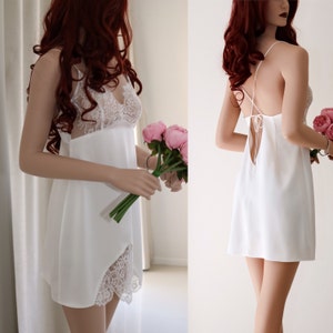 Silk Bridal Camisole Nightgown, Babydoll Cami, Silk Lingerie, Bridal Shower Gift image 3