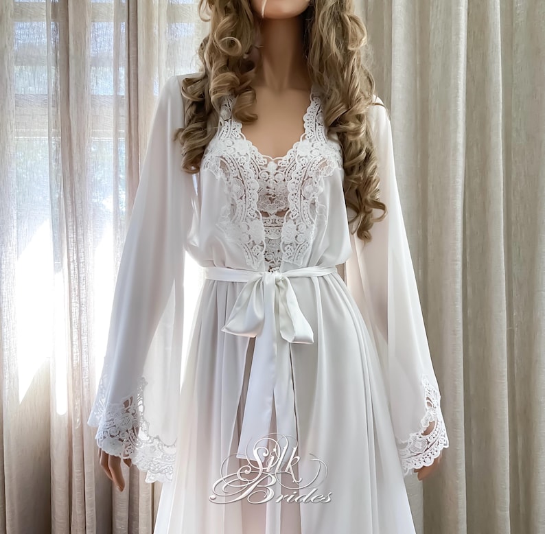 Lower Robe Delicate Bridal Robe & Nightgown Set, Luxury Boudoir Wedding Lingerie ...