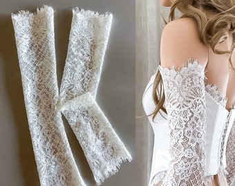 Detachable Cotton Lace Sleeves, Custom made Fingerless lace bridal gloves, Bridal separates