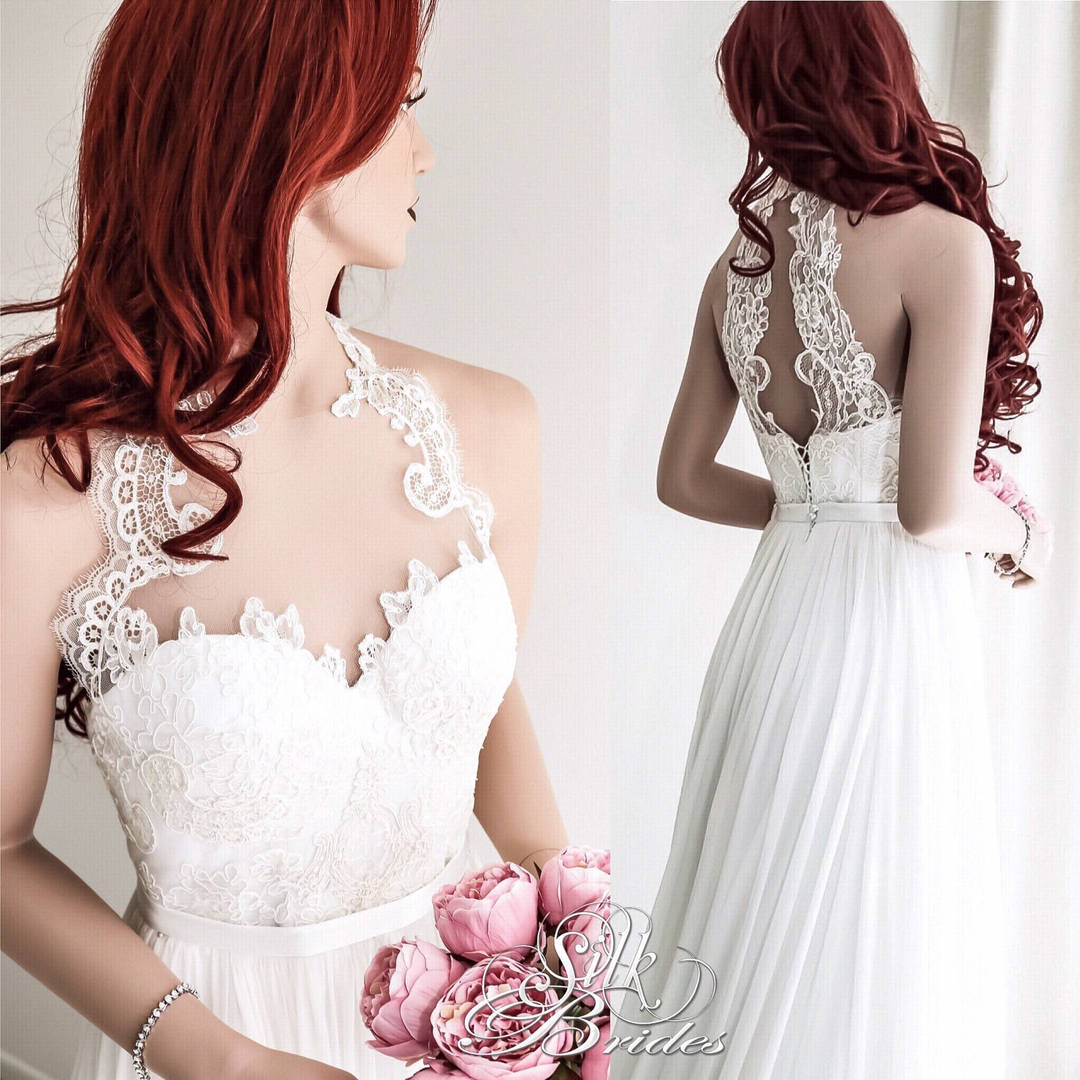 Vestido de novia de encaje de gasa simple y elegante vestido | Etsy México