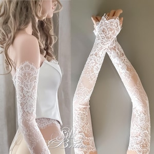 Detachable Lace Sleeves for Wedding dress, Custom made Long Fingerless lace bridal gloves, Bridal separates