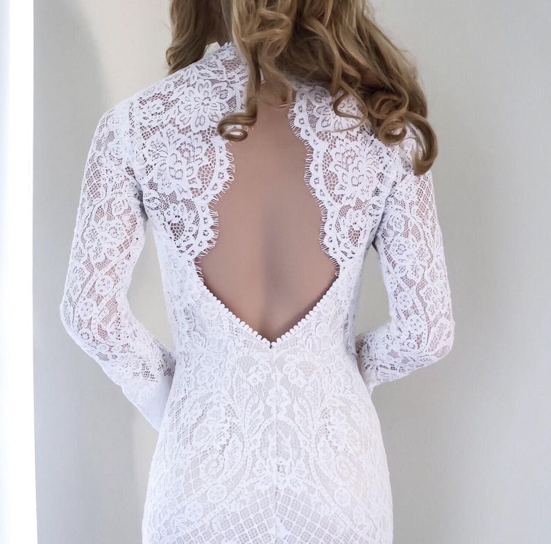 Rustic Bohemian Lace Wedding Dress With Long Sleeves Sexy - Etsy