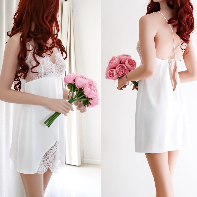 Silk Bridal Camisole Nightgown, Babydoll Cami, Silk Lingerie, Bridal Shower Gift image 1