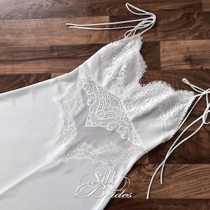 White Long Transparent Backless Chiffon Nightgown with lined bust caps, Honeymoon Bridal Lingerie, Bridal Shower Gift for her